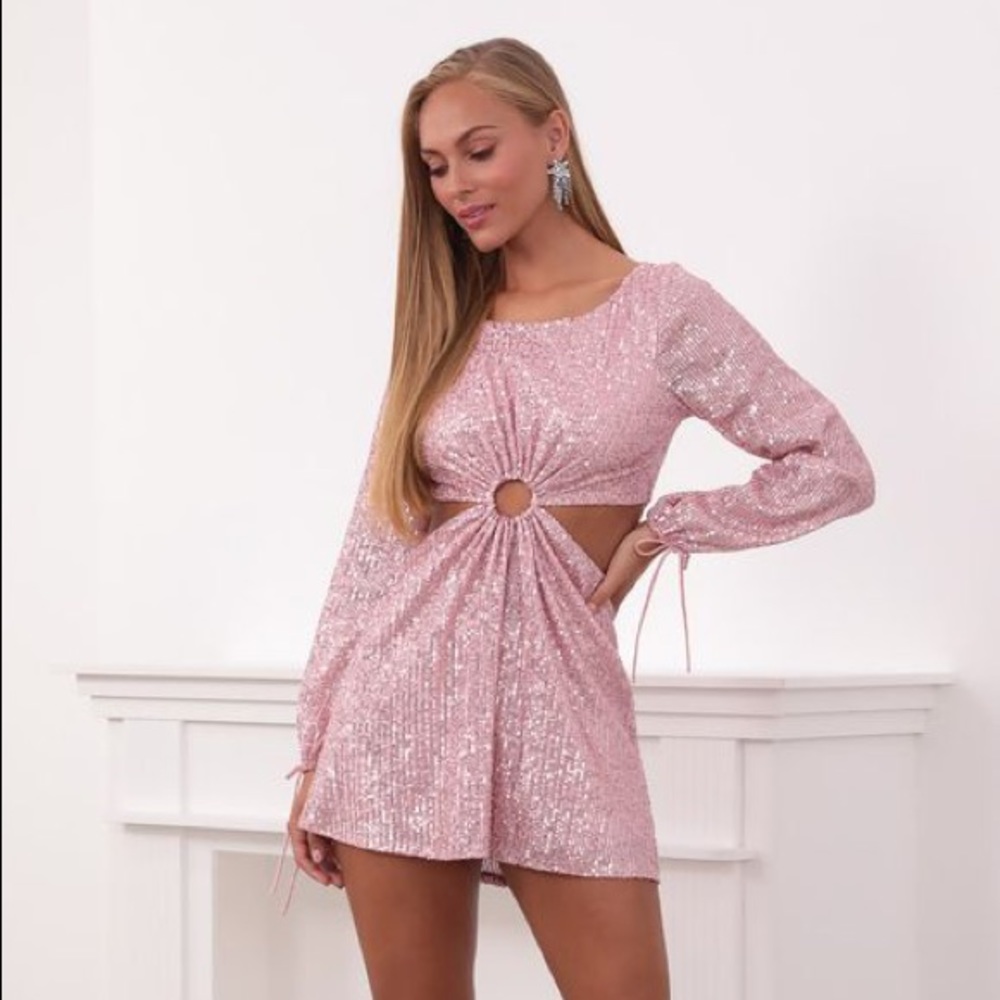Pink O-Ring Sequin Dress - Picture 1 of 5